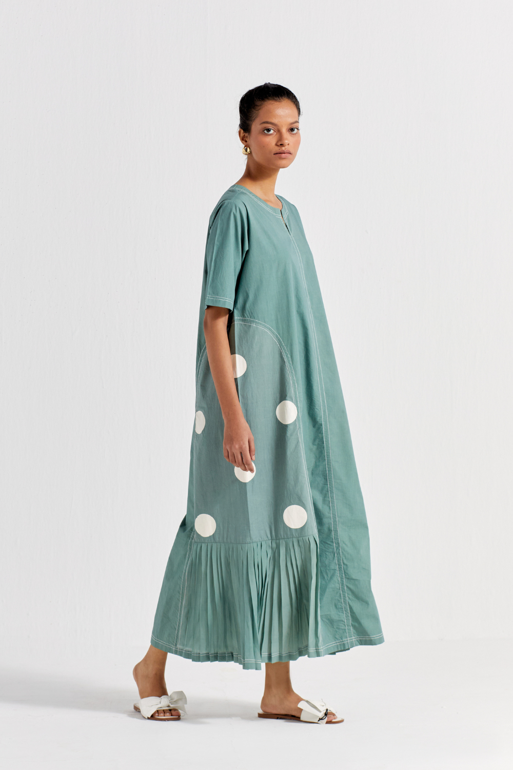 SIDE U-PLEAT DRESS - JADE