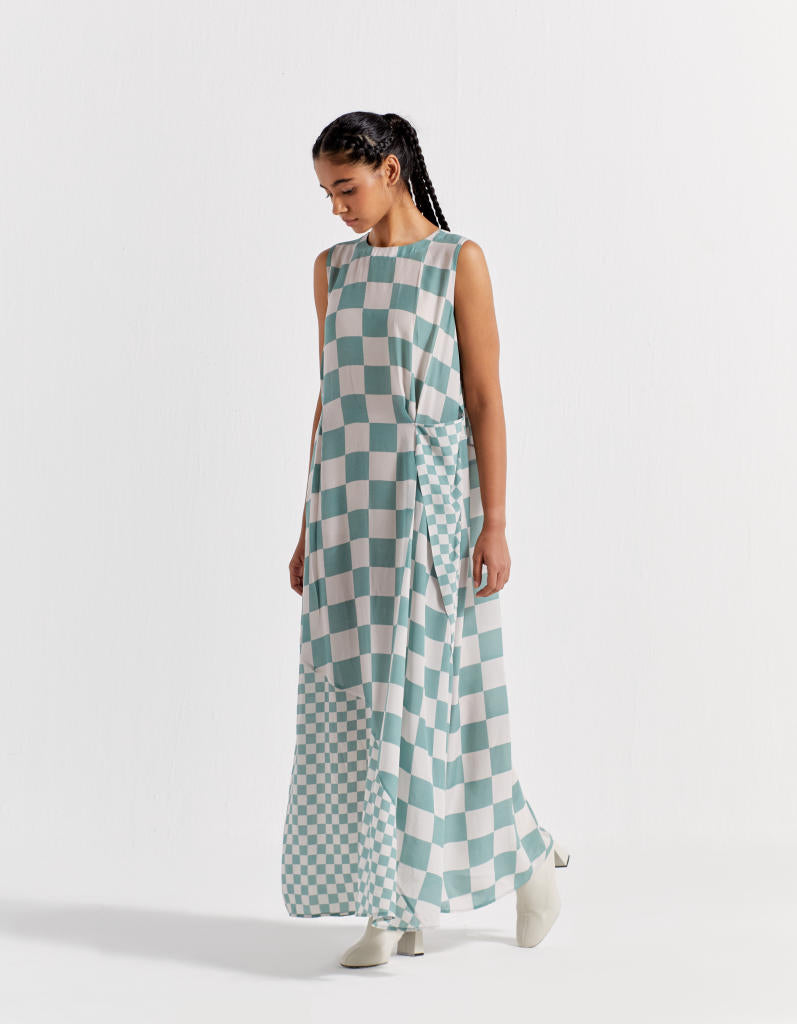 SLEEVELESS ASYMMETRIC DRESS - JADE