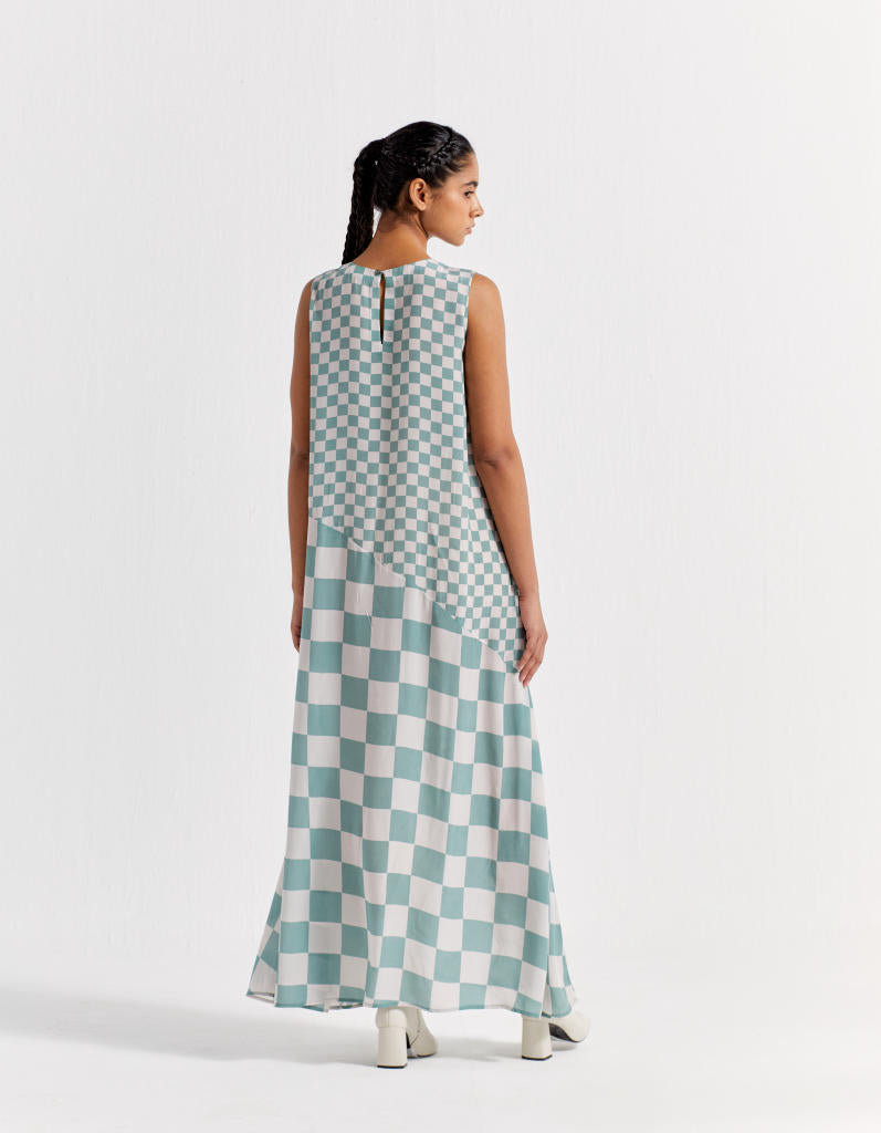 SLEEVELESS ASYMMETRIC DRESS - JADE