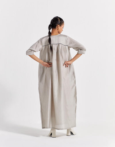 GATHER NECK DRESS - ASH GREY