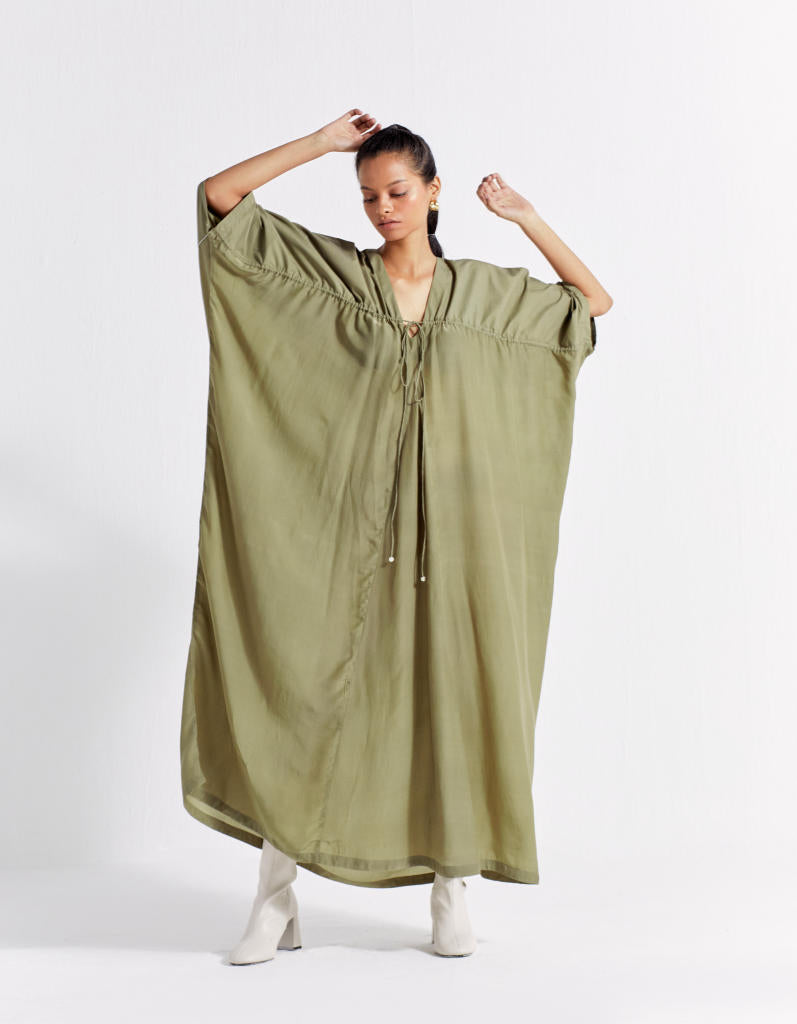 DRAWSTRING KAFTAN - OLIVE