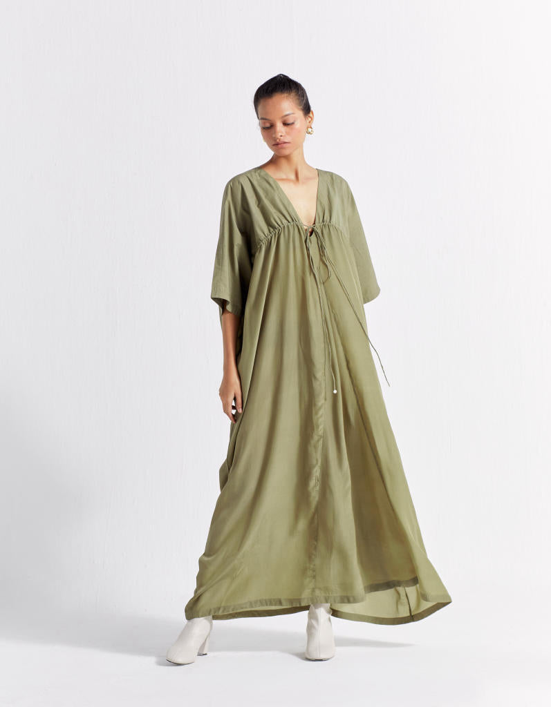 DRAWSTRING KAFTAN - OLIVE