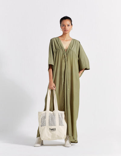 DRAWSTRING KAFTAN - OLIVE