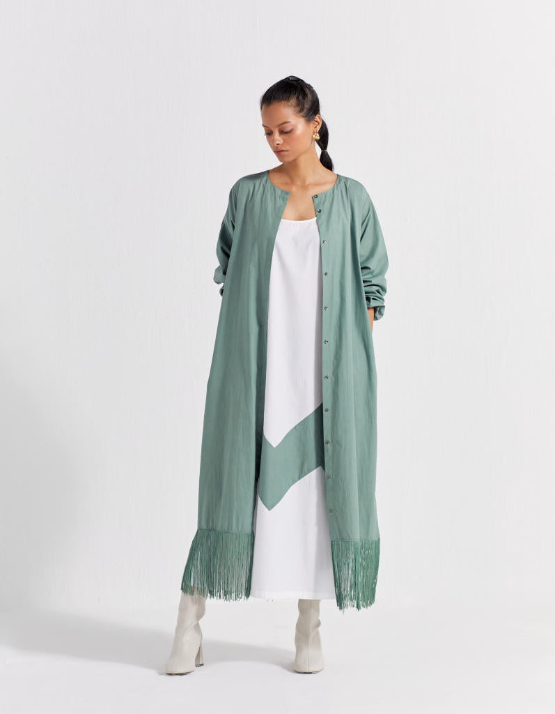 FRINGE BACK YOKE JACKET - JADE poplin by THREE in green color for women Worldwide