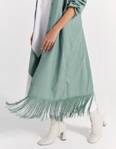 FRINGE BACK YOKE JACKET - JADE