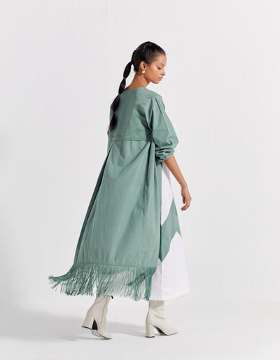 FRINGE BACK YOKE JACKET - JADE