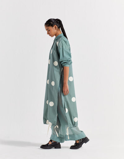 DRAWSTRING HEM TUNIC -  JADE POLKA