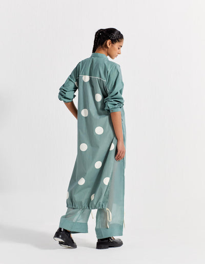 DRAWSTRING HEM TUNIC -  JADE POLKA