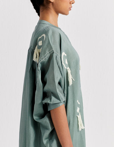 FRINGE BAT SLEEVE SHIRT - JADE