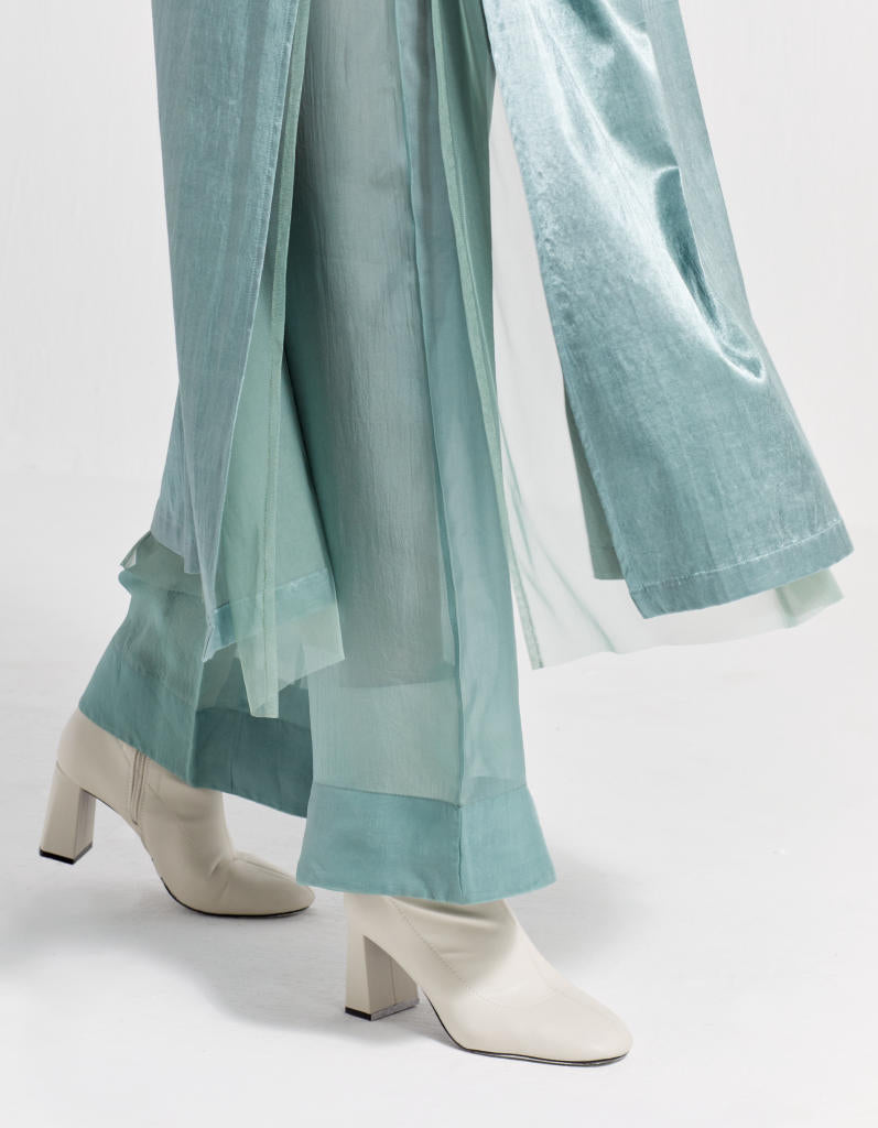 V-NECK TUNIC - JADE satin by THREE in green color for women Worldwide