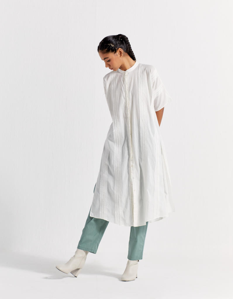 FRAYED EDGES TUNIC CO-ORD ( SET OF 2) poplin by THREE for women Worldwide