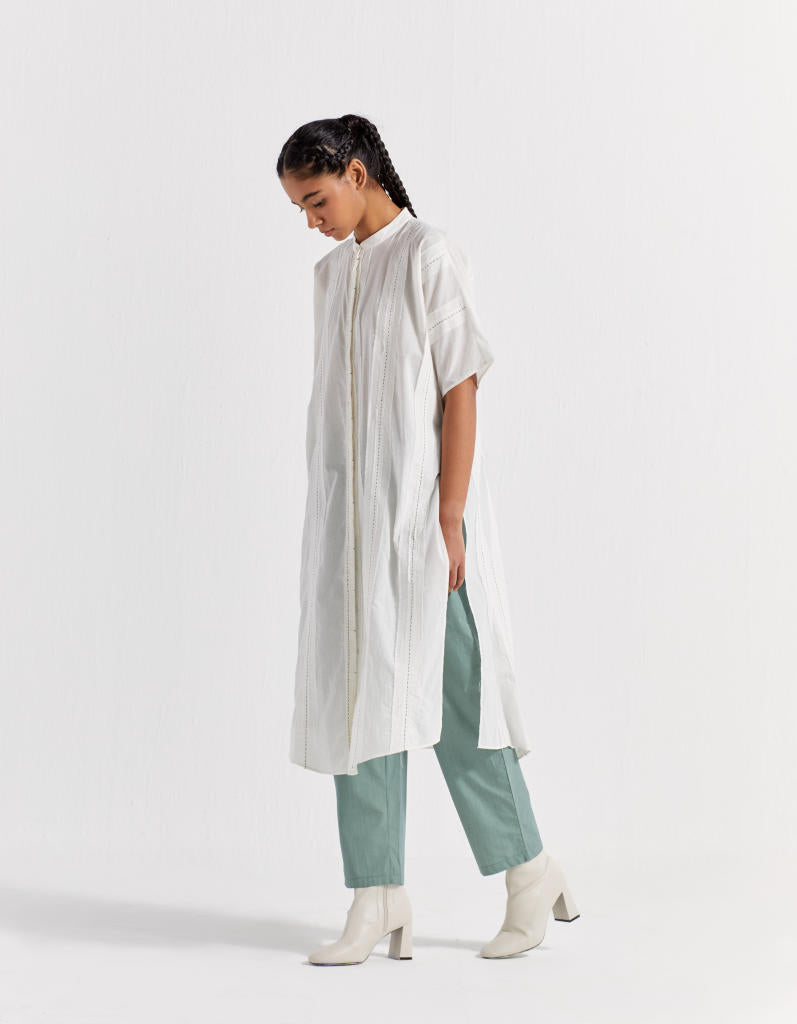 NEW NARROW BOTTOM - JADE poplin by THREE in green color for women Worldwide