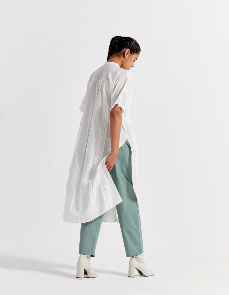 NEW NARROW BOTTOM - JADE poplin by THREE in green color for women Worldwide