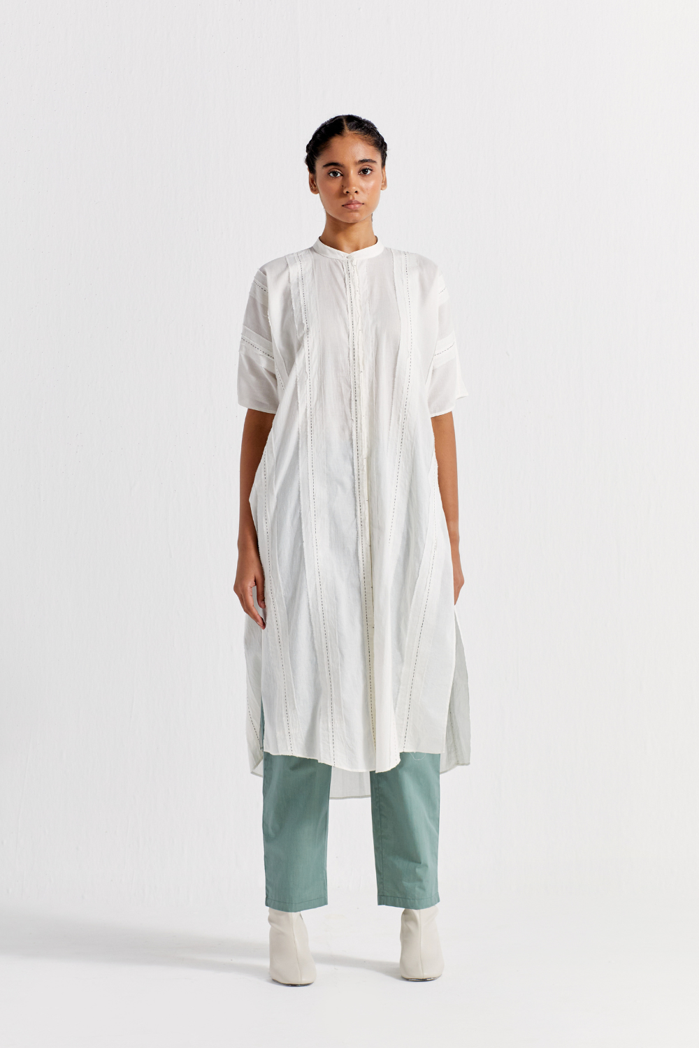 FRAYED EDGES TUNIC - WHITE