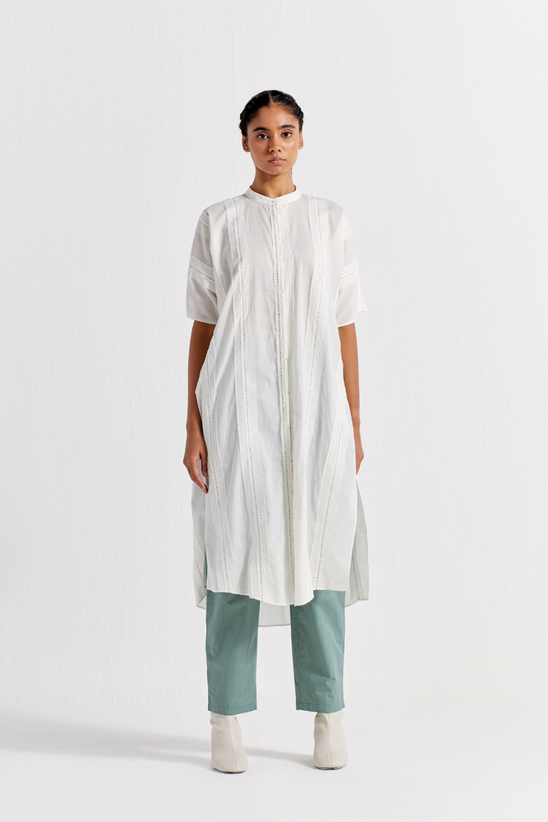 NEW NARROW BOTTOM - JADE poplin by THREE in green color for women Worldwide