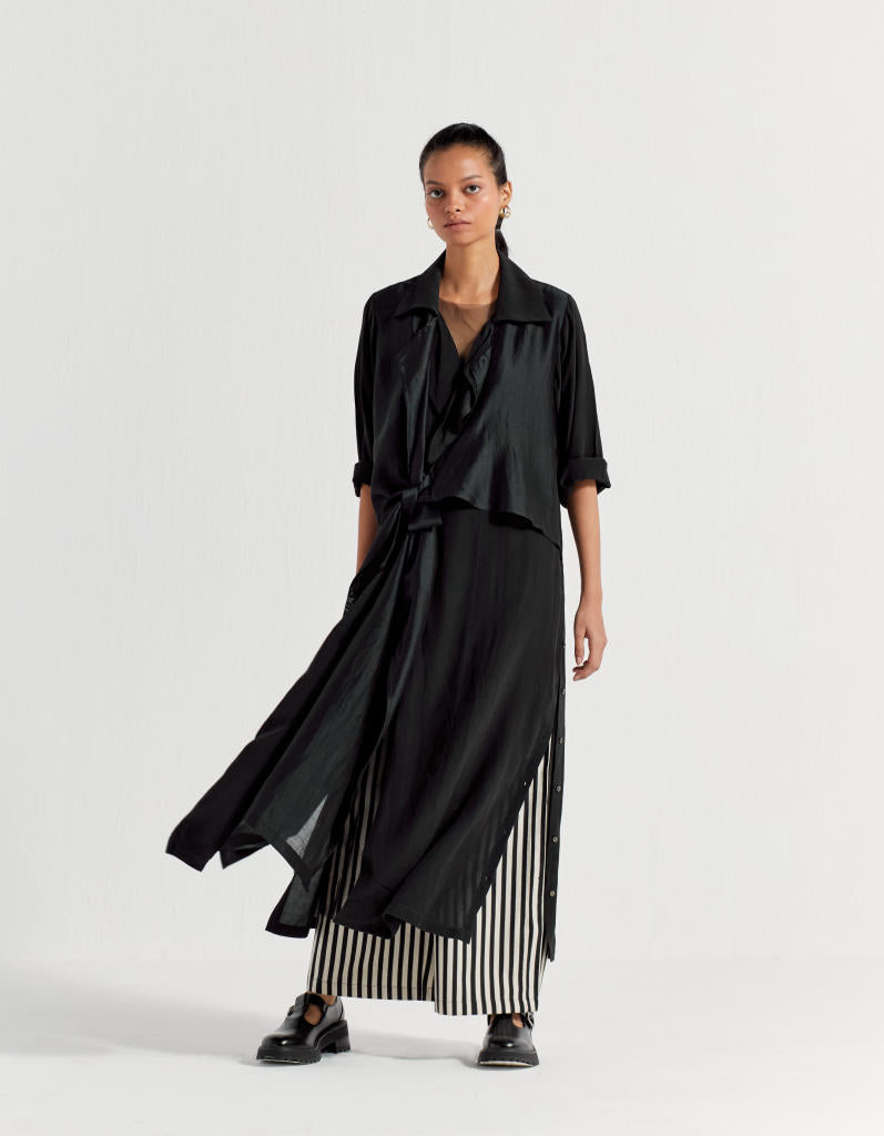 BROAD BOTTOM - BLACK + WHITE STRIPE poplin by THREE in black color for women Worldwide