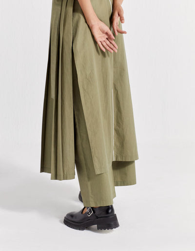 HIGH WAIST BROAD BOTTOM - OLIVE