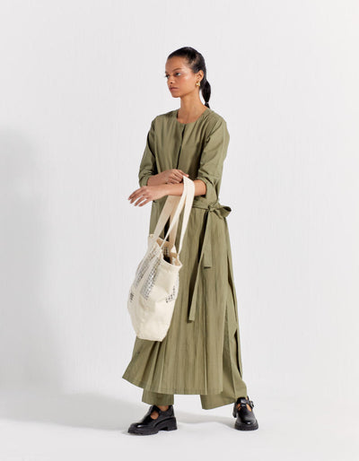 FRONT PLEAT JACKET - SAP GREEN