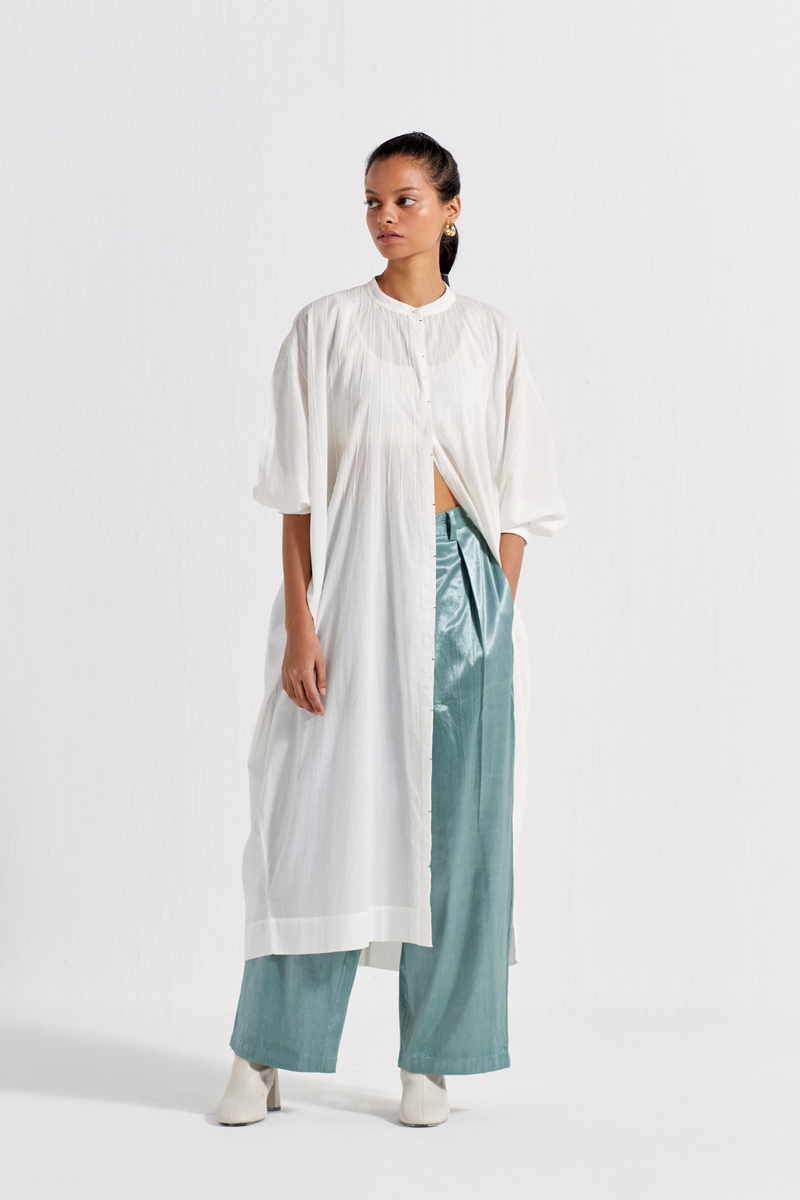 PINTUCK KAFTAN CO-ORD ( SET OF 2 ) satin by THREE in white color for women Worldwide