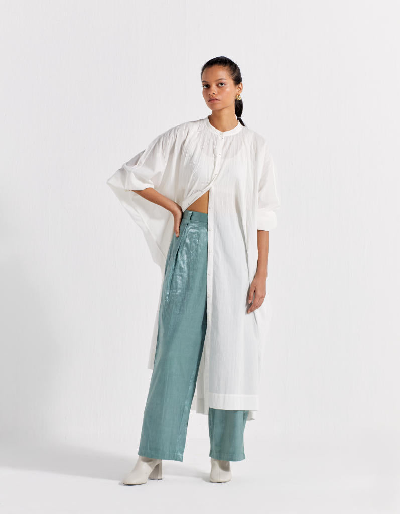 PINTUCK KAFTAN CO-ORD ( SET OF 2 ) satin by THREE in white color for women Worldwide
