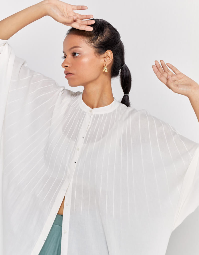 PINTUCK KAFTAN - WHITE