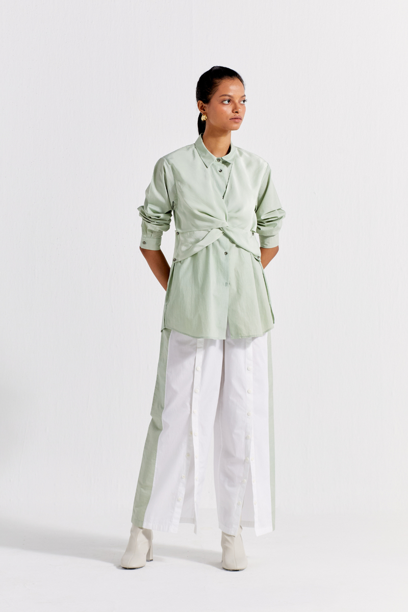 FRONT TWIST SHIRT - MINT poplin by THREE in mint color for women Worldwide