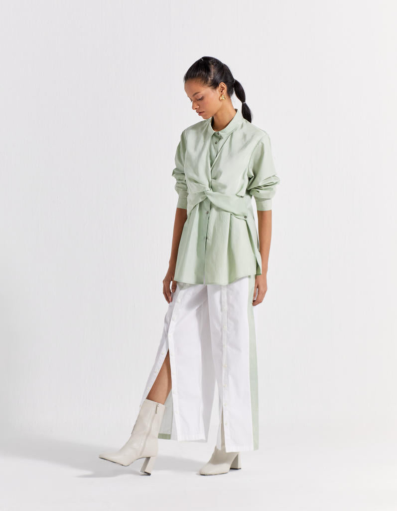FRONT TWIST SHIRT - MINT poplin by THREE in mint color for women Worldwide