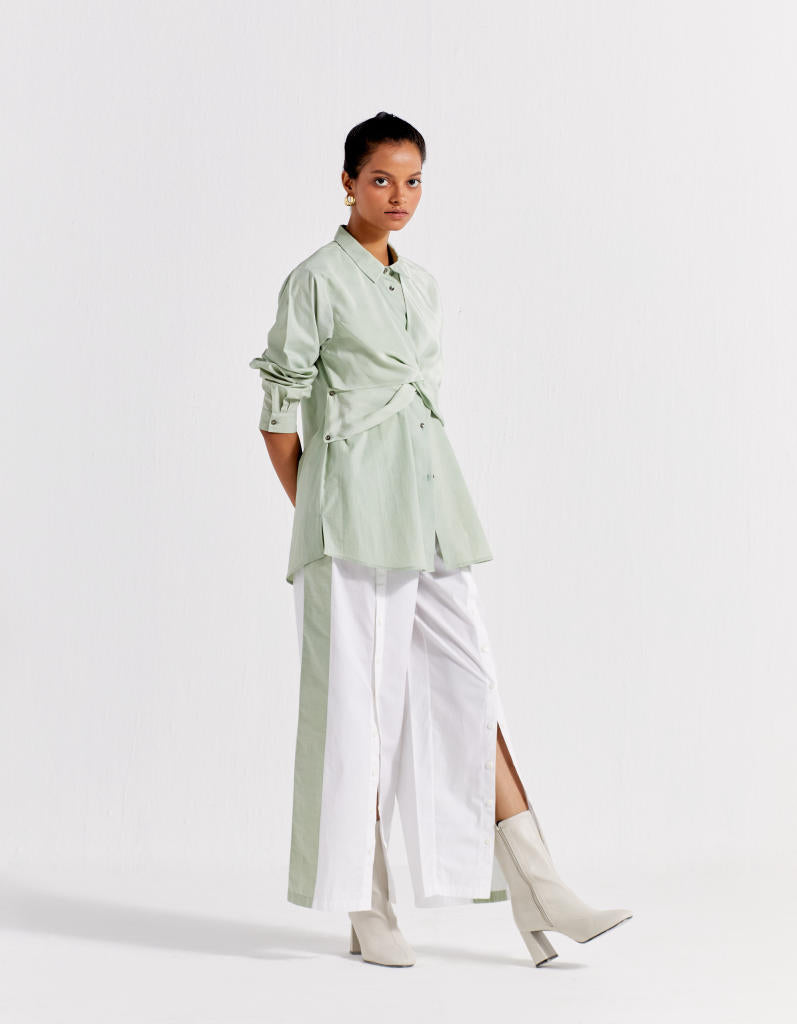 FRONT TWIST SHIRT - MINT poplin by THREE in mint color for women Worldwide