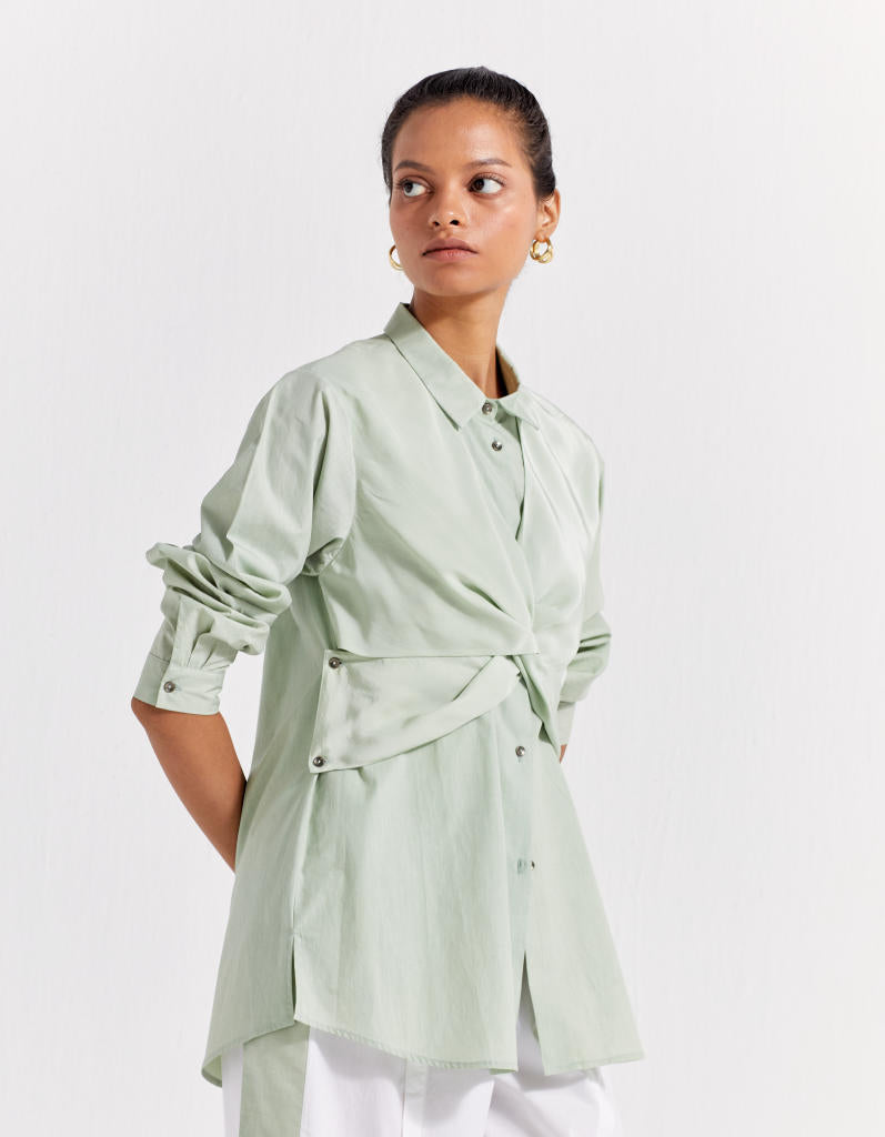 FRONT TWIST SHIRT - MINT poplin by THREE in mint color for women Worldwide
