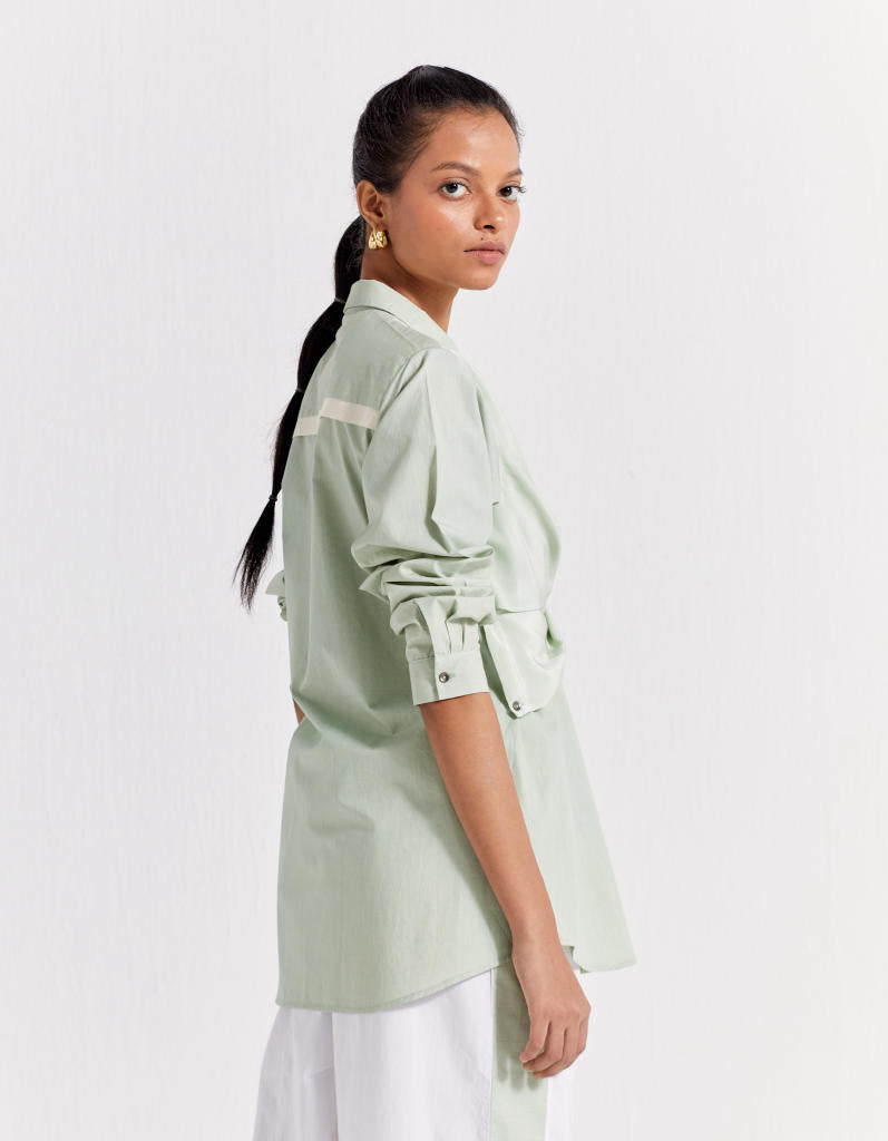 FRONT TWIST SHIRT - MINT poplin by THREE in mint color for women Worldwide