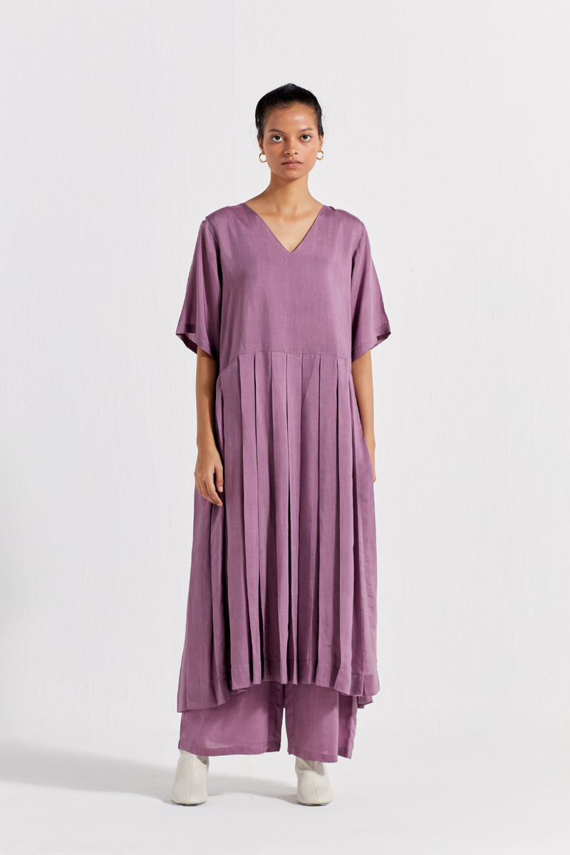 WAIST PLEAT TUNIC - LILAC bemberg by THREE for women Worldwide