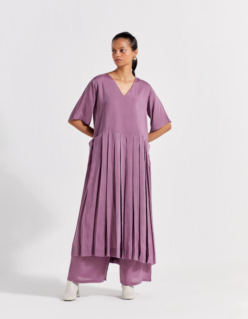 WAIST PLEAT TUNIC - LILAC bemberg by THREE for women Worldwide