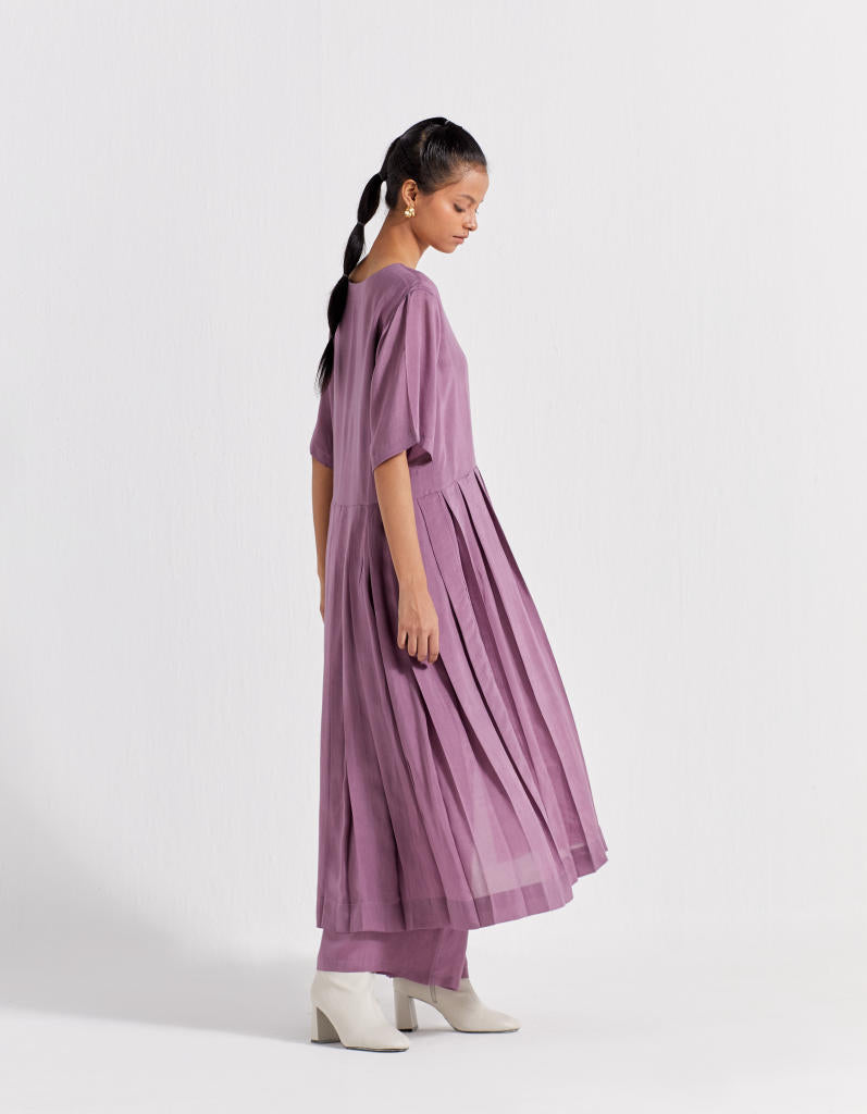 WAIST PLEAT TUNIC - LILAC bemberg by THREE for women Worldwide