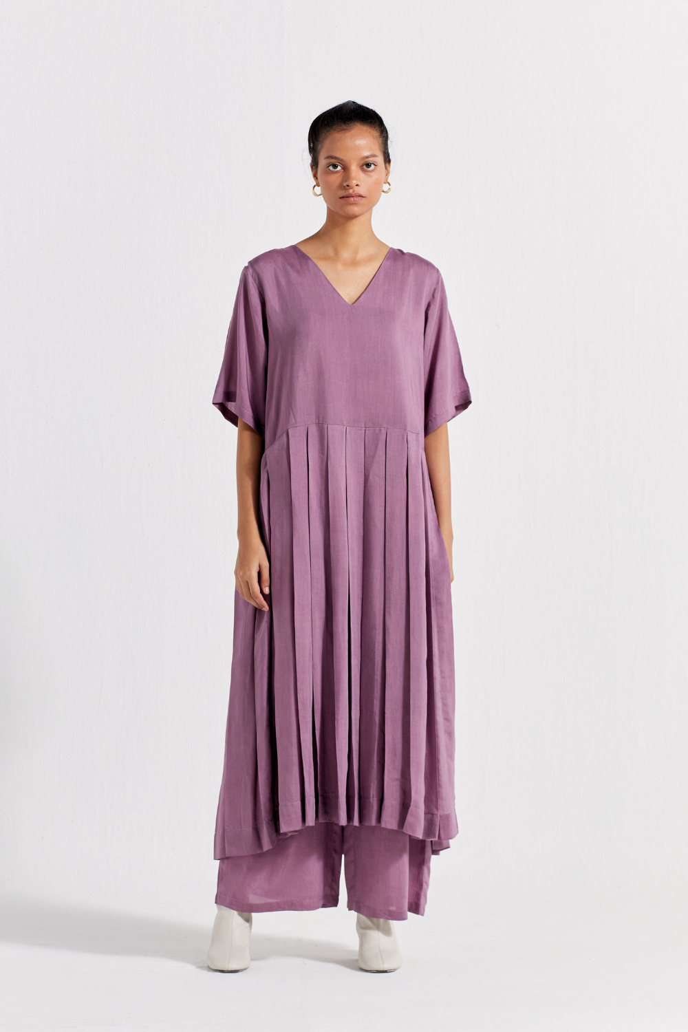 WAIST PLEAT TUNIC - LILAC