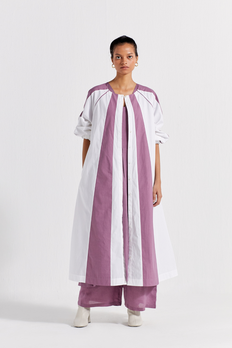 PANELLED JACKET - LILAC + WHITE poplin by THREE for women Worldwide
