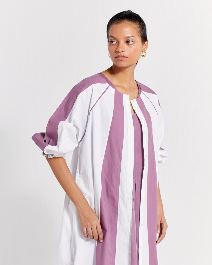 PANELLED JACKET - LILAC + WHITE