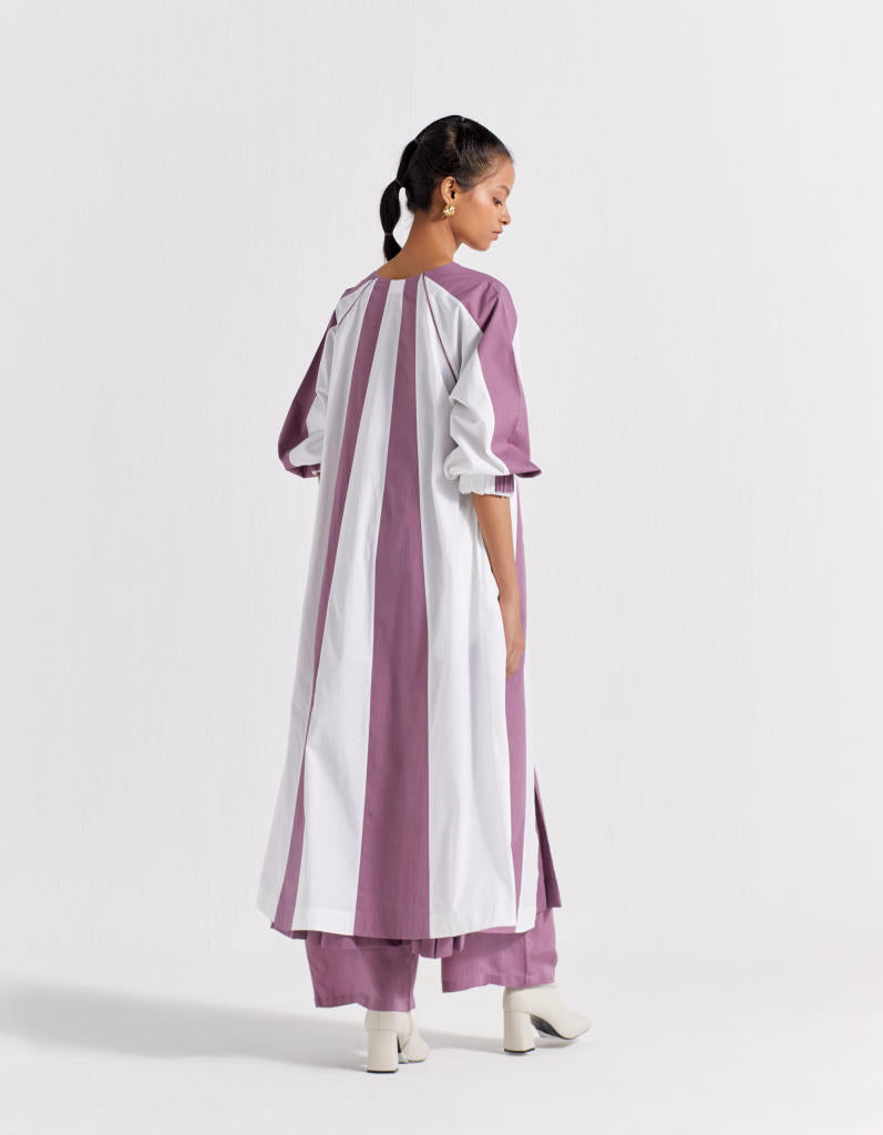 PANELLED JACKET - LILAC + WHITE poplin by THREE for women Worldwide