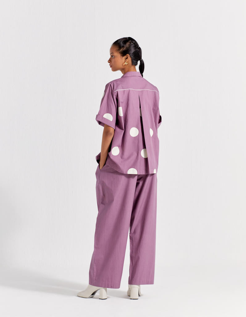 SHORT TOP - LILAC POLKA poplin by THREE for women Worldwide