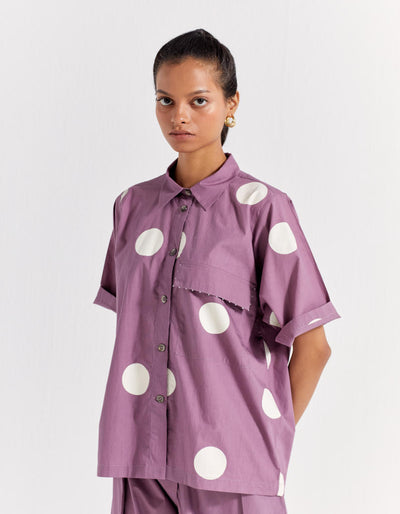 SHORT TOP - LILAC POLKA