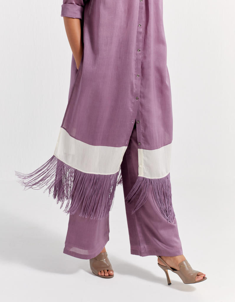 BROAD BOTTOM - LILAC chanderi by THREE for women Worldwide