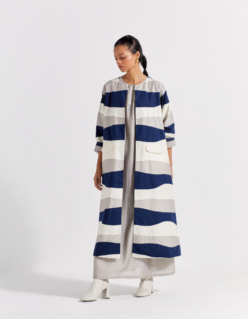 APPLIQUE JACKET CO-ORD (SET OF 2) chanderi by THREE in navy color for women Worldwide