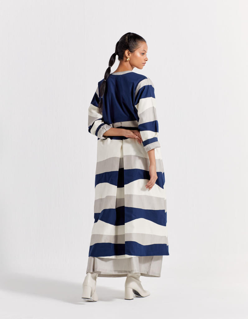 APPLIQUE JACKET CO-ORD (SET OF 2) chanderi by THREE in navy color for women Worldwide