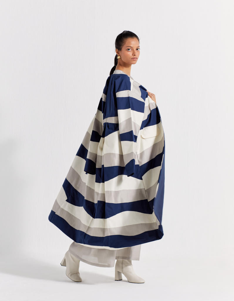 APPLIQUE JACKET - NAVY + ASH GREY + IVORY poplin by THREE in navy color for women Worldwide