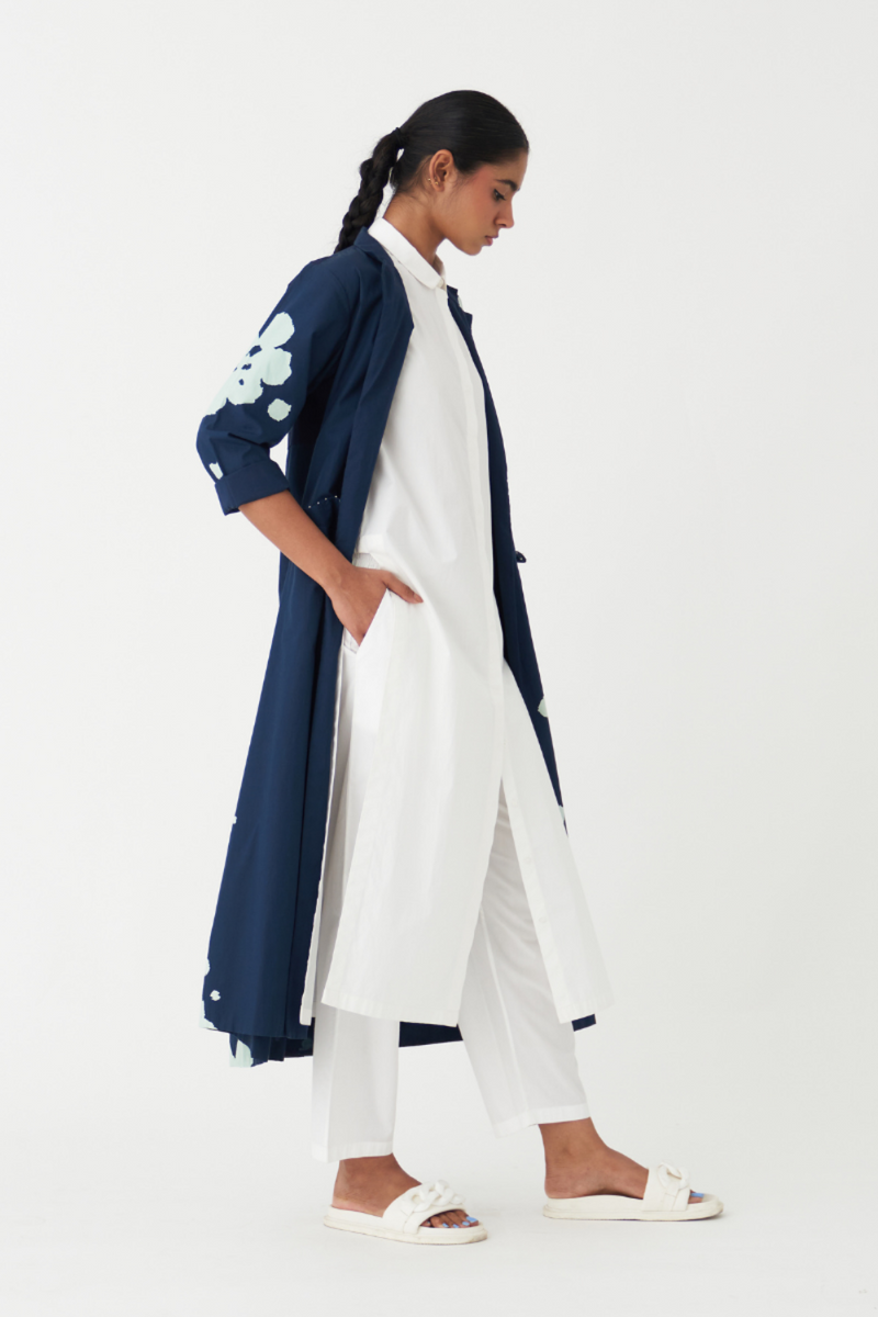 FLORAL JACKET (SET OF 3) poplin by THREE in navy color for women Worldwide