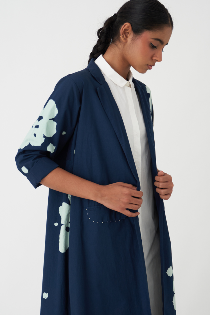 FLORAL JACKET (SET OF 3) poplin by THREE in navy color for women Worldwide