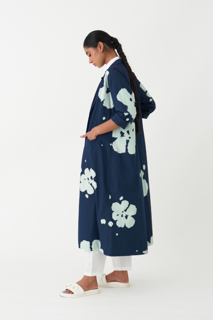 FLORAL JACKET - NAVY