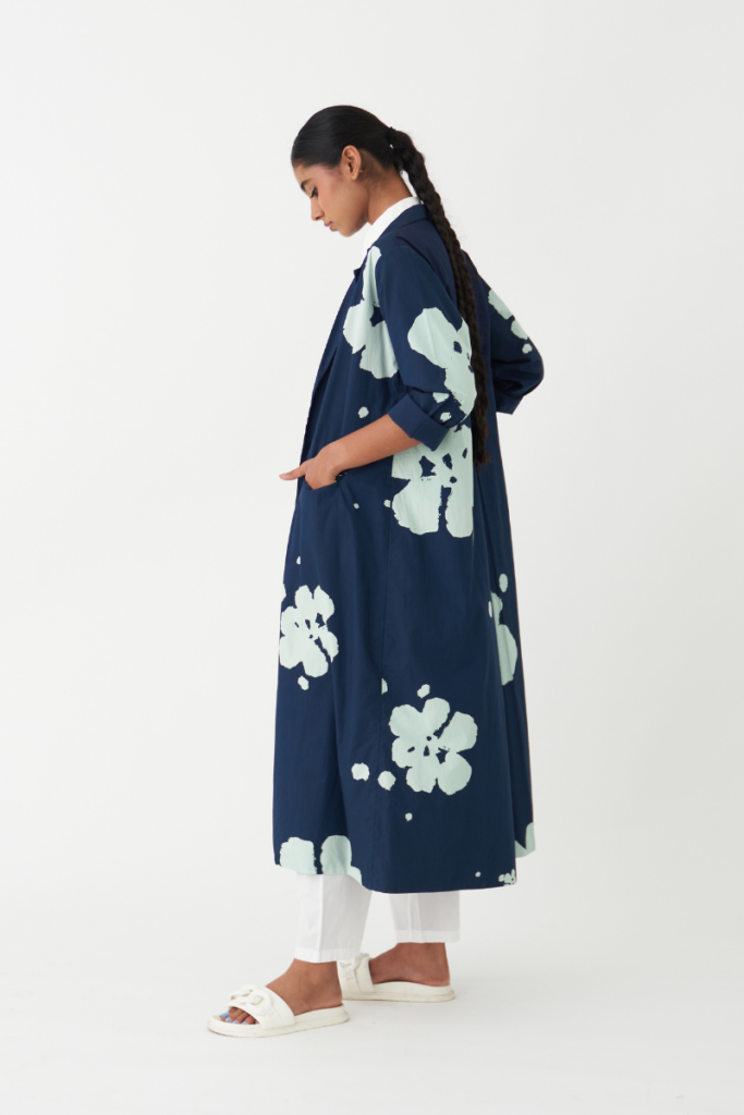 FLORAL JACKET (SET OF 3) poplin by THREE in navy color for women Worldwide