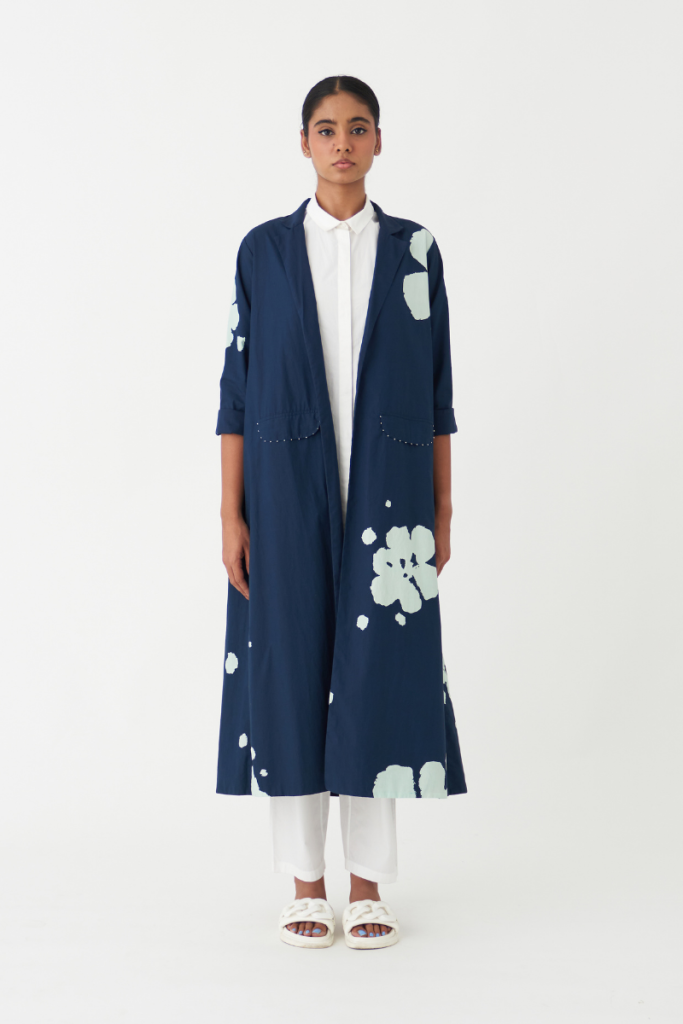 FLORAL JACKET - NAVY poplin by THREE in navy color for women Worldwide