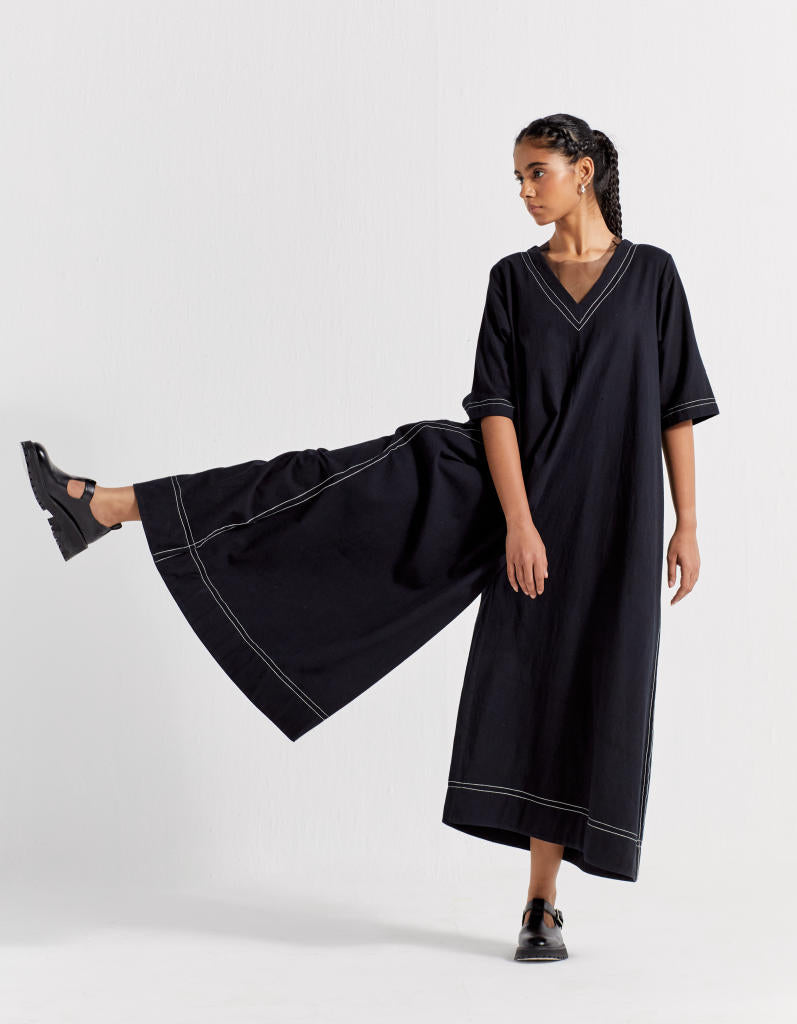 JUMPSUIT CO-ORD poplin by THREE in black color for women Worldwide