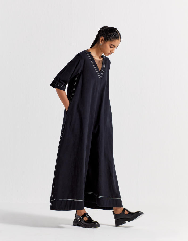 JUMPSUIT CO-ORD poplin by THREE in black color for women Worldwide